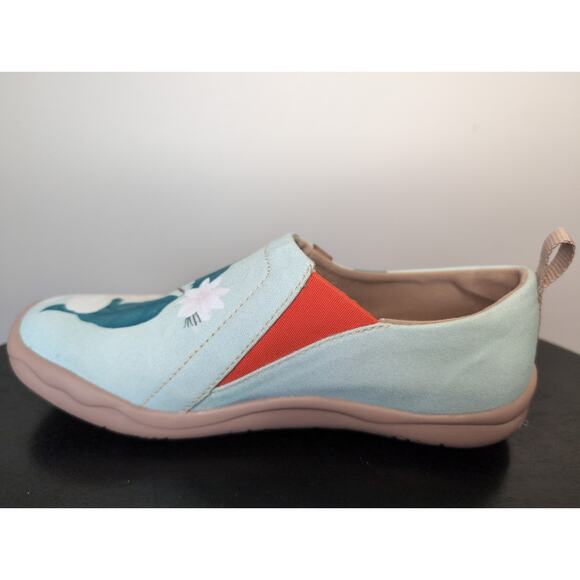 Uin floral slip on art painted travel shoe sz 5 minty peony Toledo - Picture 6 of 9